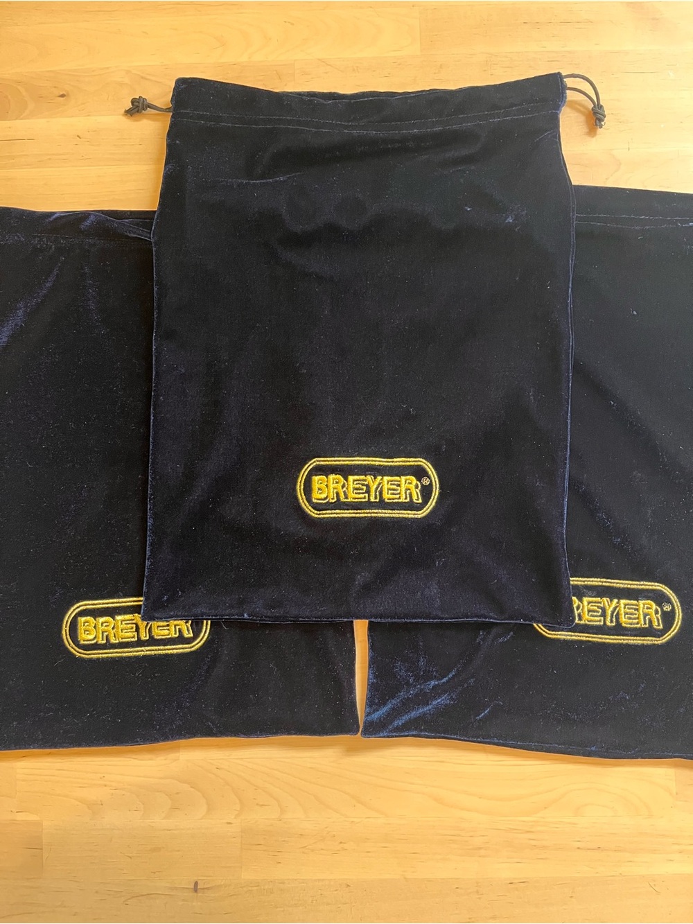 Breyer Connoisseur Navy Blue Velvet Satin Bags x3